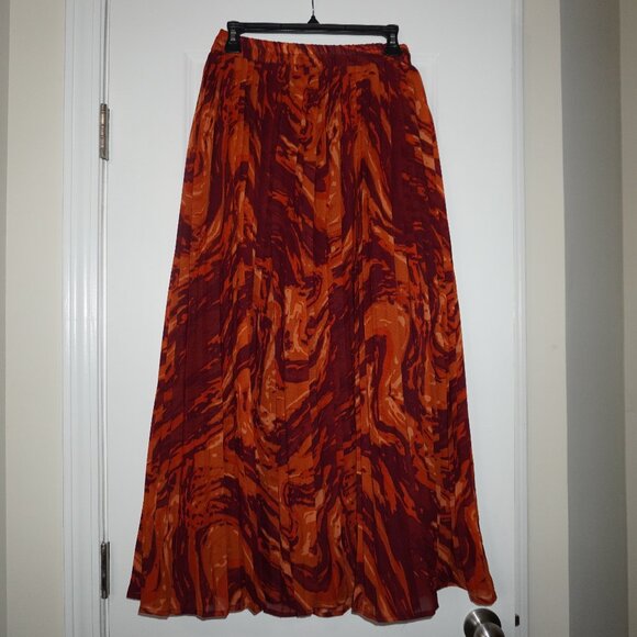Her Destiny - Pleated Orange, Burgandy and Red Skirt (Size 1X) - Picture 1 of 3